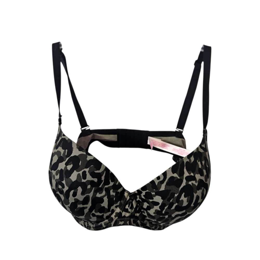 PINK Victoria Secret Padded Lined Underwire Pushup Animal Print Bra Size 36DD
